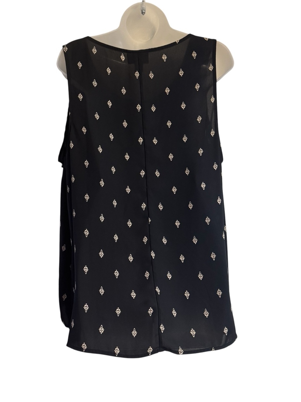 Ava & Viv Black Sleeveless Layered Top with Cream Print Plus: 2X #3 - Picture 6 of 8